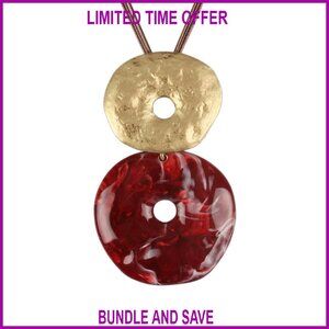 Large Pendant Leather Choker Necklace Boho Vintage Chunky Statement